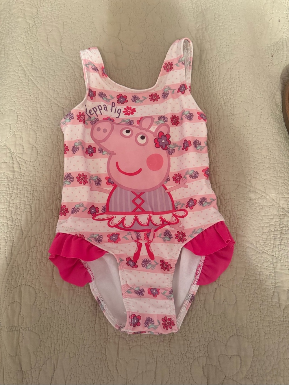 Peppa Pig Pink Floral Ruffle One-Piece Swimsuit